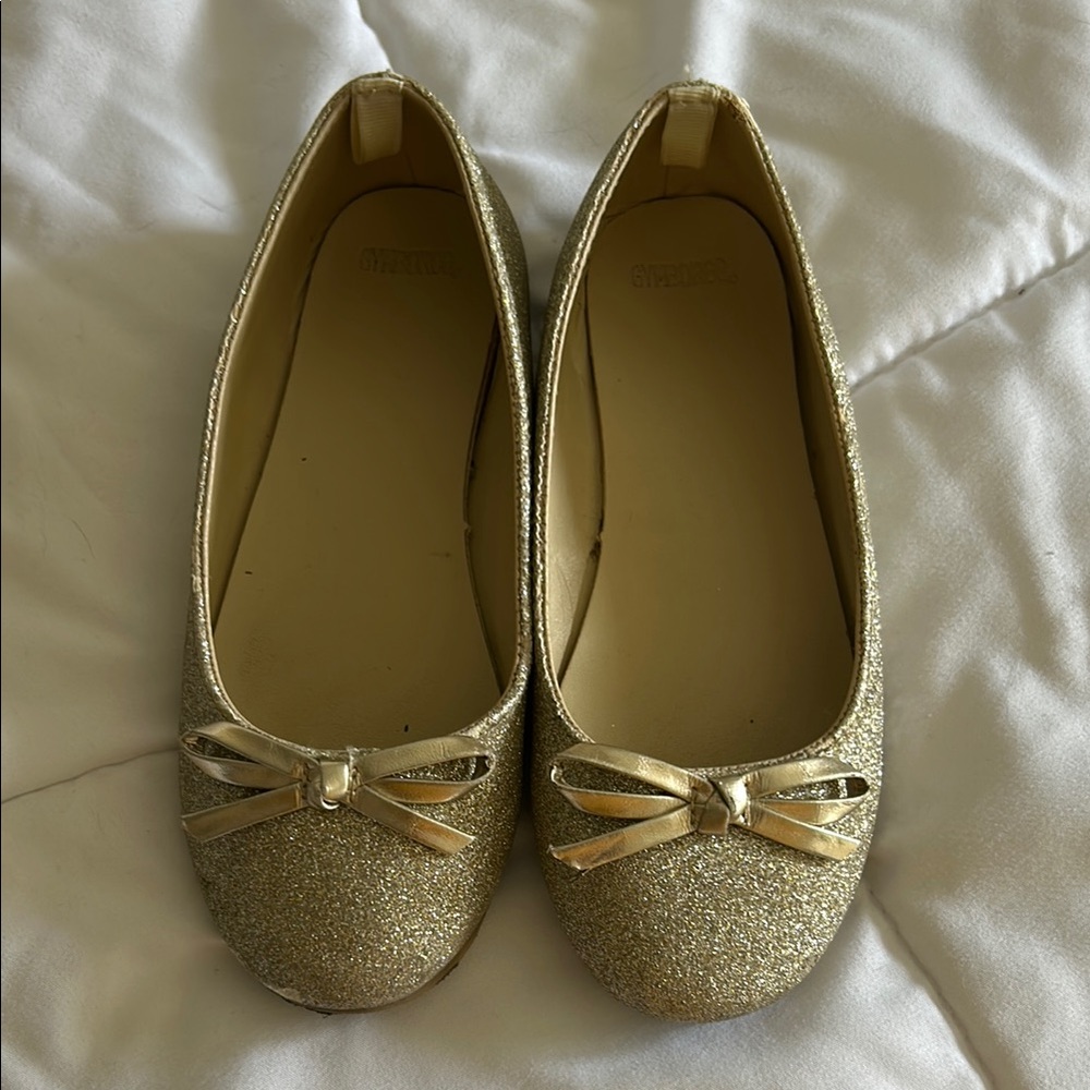 Elegant Gold Glitter Ballet Flats